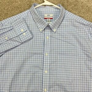 Croft Barrow Shirt Mens 2XB Classic Fit Blue Gingham Check Button Down EUC